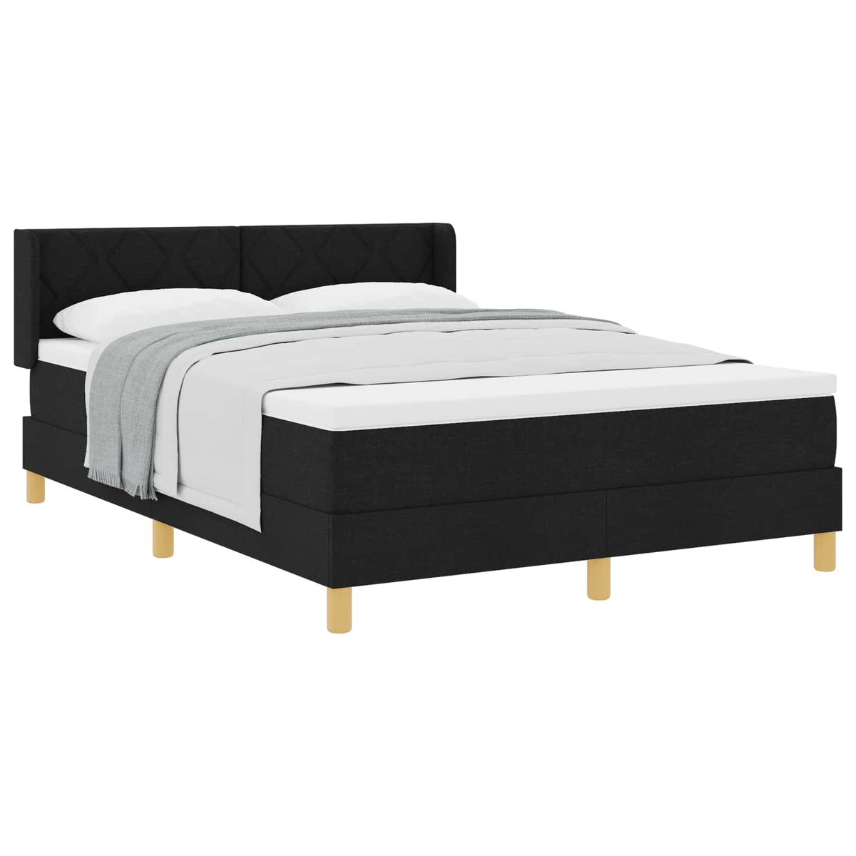 Box spring seng med hovedgærde Sort 200 x 160 cm Stof