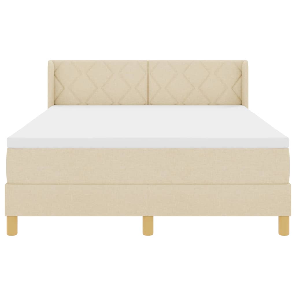 Box spring seng med hovedgærde Creme 200 x 160 cm Stof