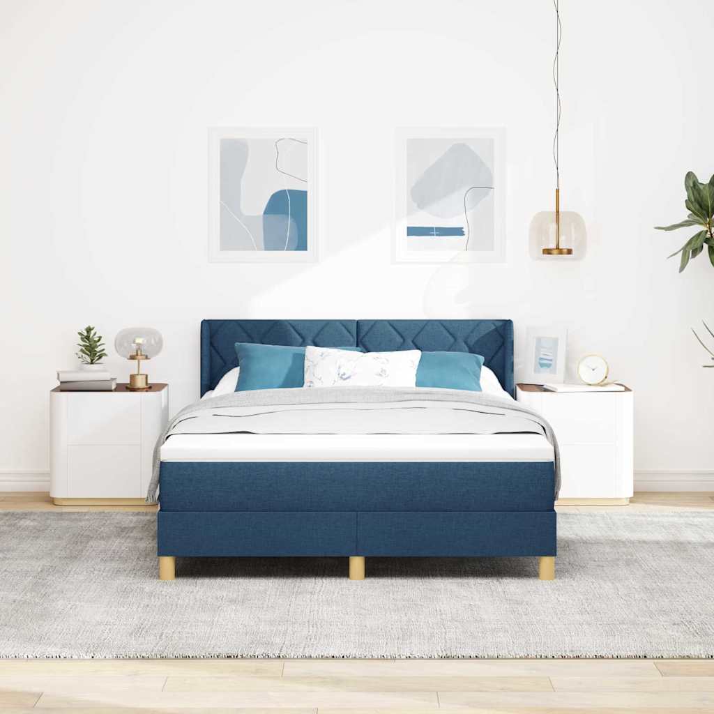 Box spring seng med hovedgærde Blå 200 x 160 cm Stof