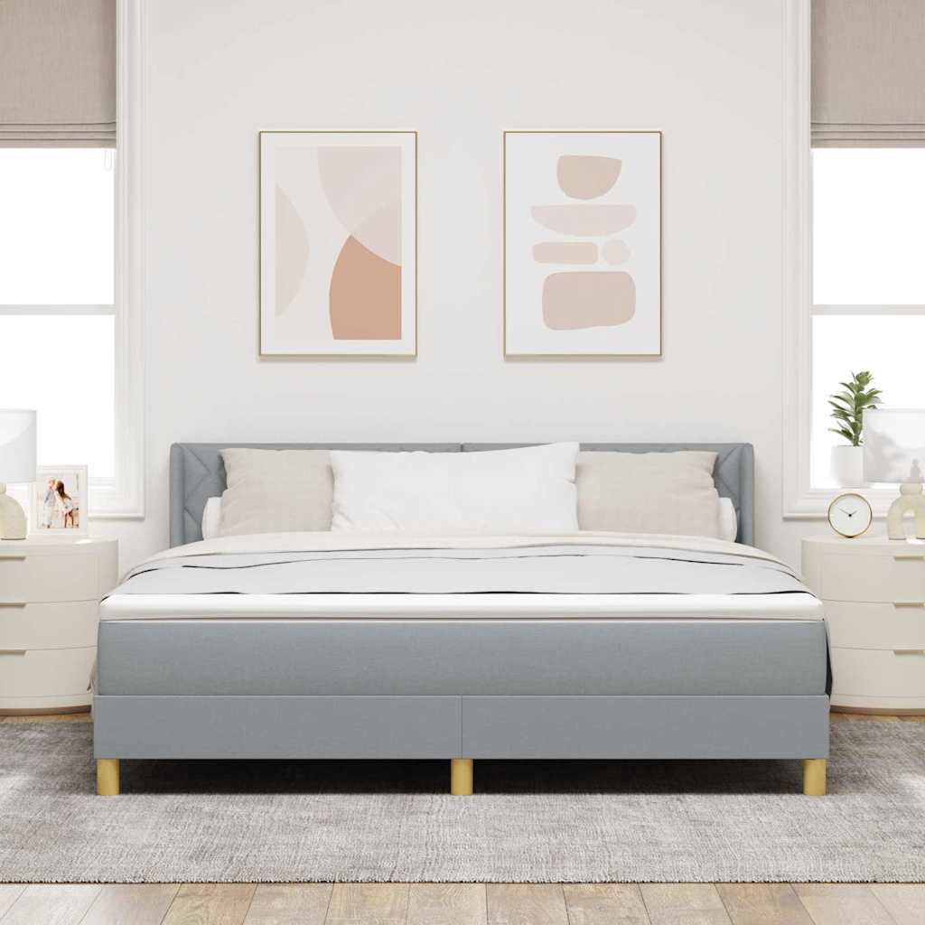 Box spring seng med hovedgærde Lysegrå 200 x 180 cm Stof
