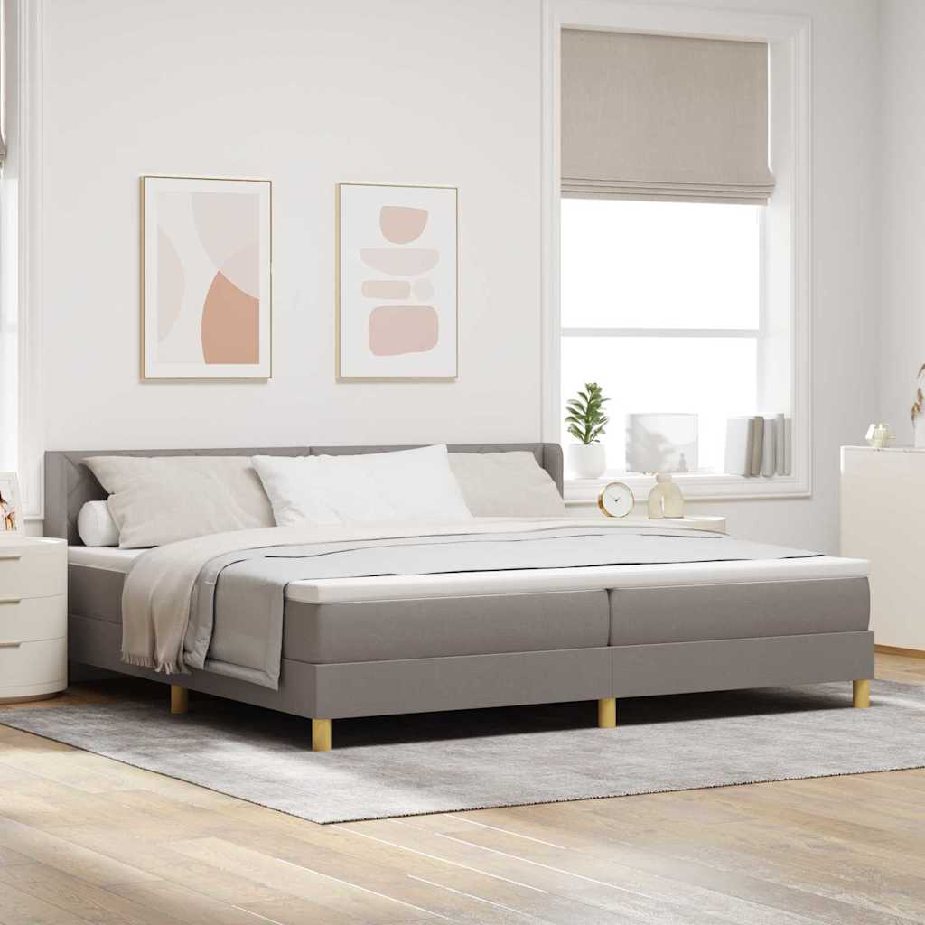 Box spring seng med hovedgærde Gråbrun 200 x 200 cm Stof