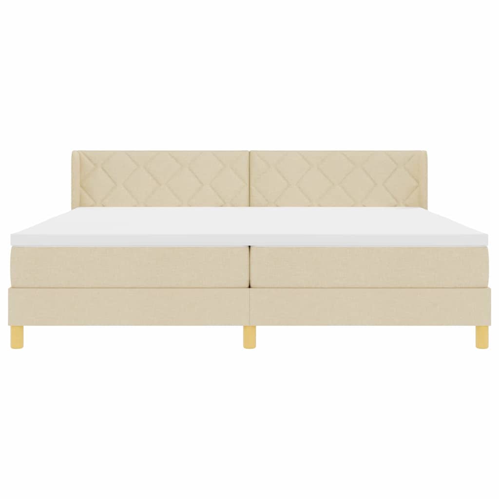 Box spring seng med hovedgærde Creme 200 x 200 cm Stof