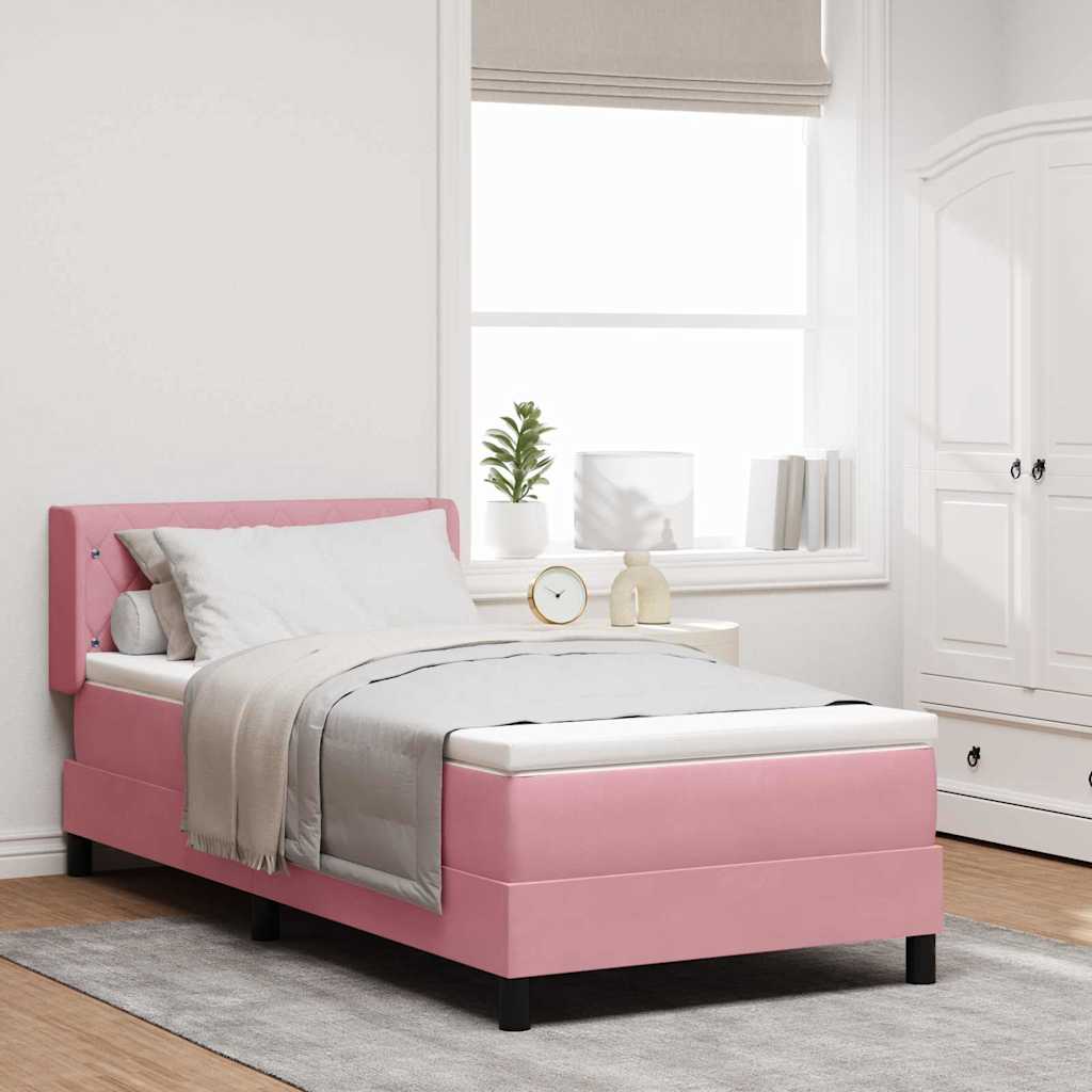 Box spring seng med hovedgærde Lyserød 200 x 90 cm Fløjl
