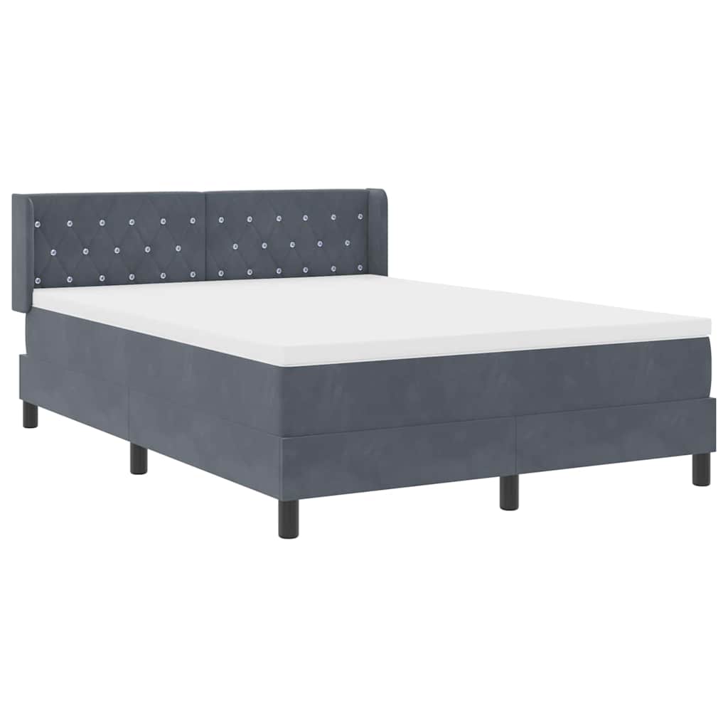 Box spring seng med hovedgærde Mørkegrå 190 x 140 cm Fløjl