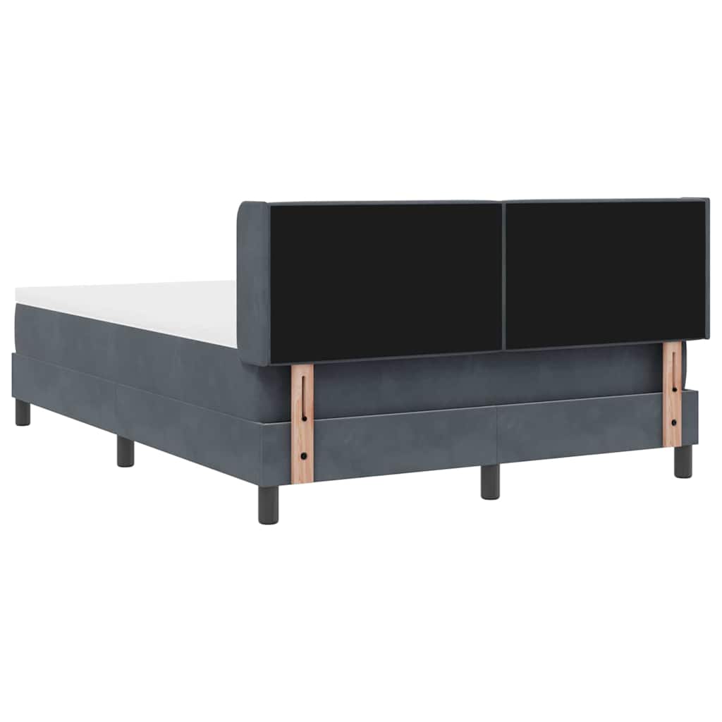 Box spring seng med hovedgærde Mørkegrå 190 x 140 cm Fløjl
