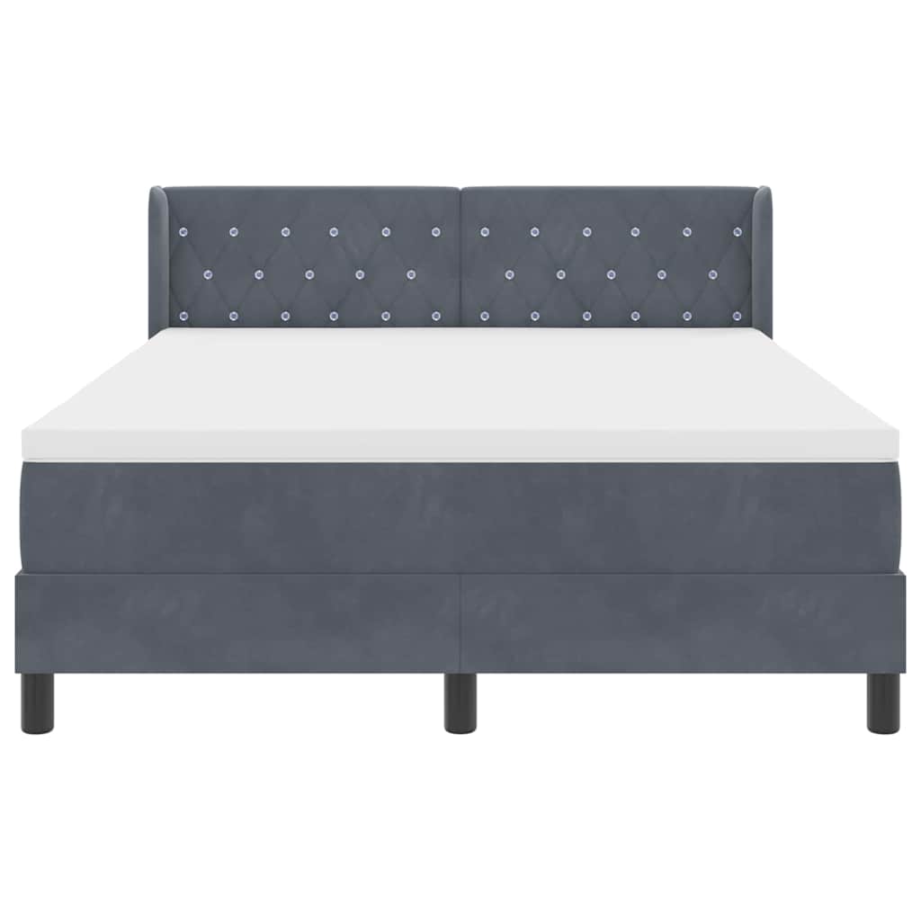 Box spring seng med hovedgærde Mørkegrå 190 x 140 cm Fløjl