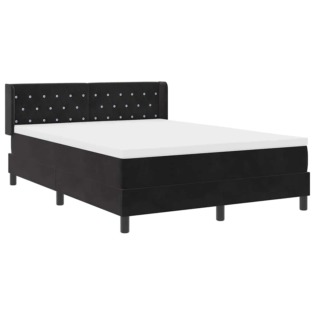 Box spring seng med hovedgærde Sort 190 x 140 cm Fløjl