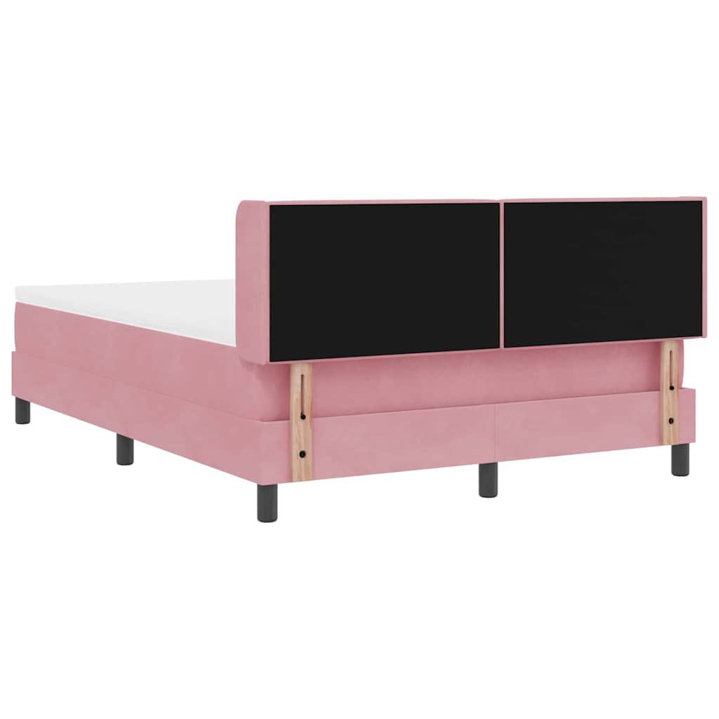 Box spring seng med hovedgærde Lyserød 190 x 140 cm Fløjl