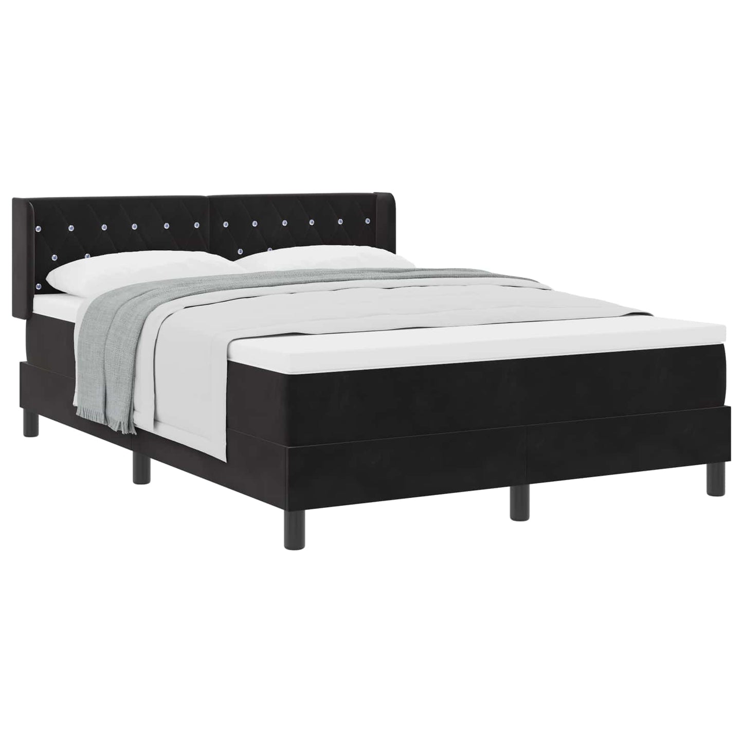 Box spring seng med hovedgærde Sort 200 x 140 cm Fløjl