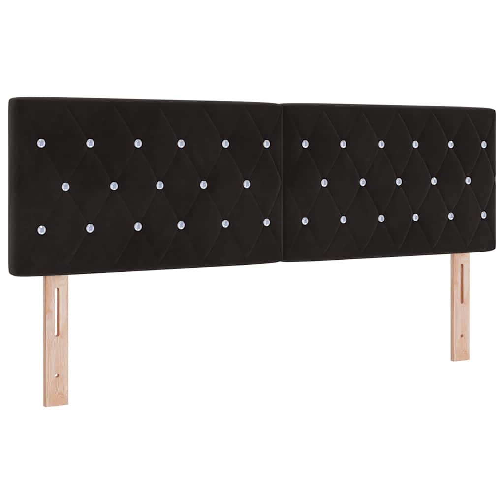 Box spring seng med hovedgærde Sort 200 x 140 cm Fløjl