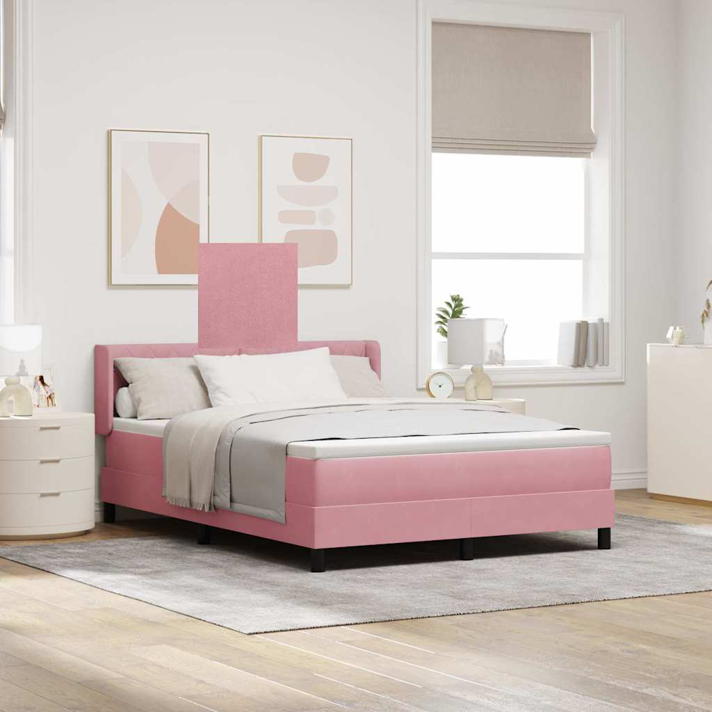 Box spring seng med hovedgærde Lyserød 200 x 140 cm Fløjl