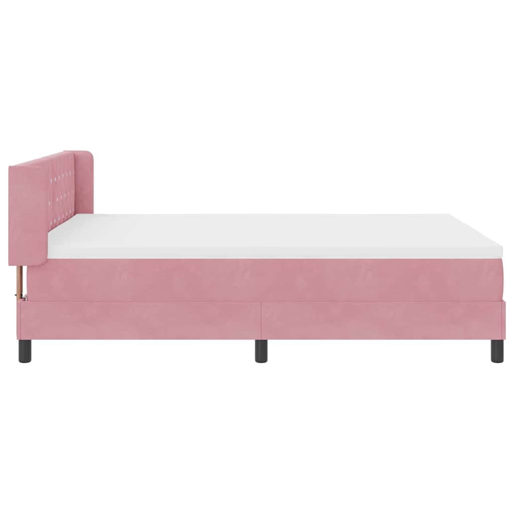 Box spring seng med hovedgærde Lyserød 200 x 140 cm Fløjl