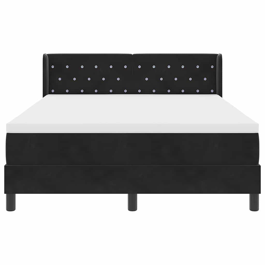 Box spring seng med hovedgærde Sort 200 x 160 cm Fløjl