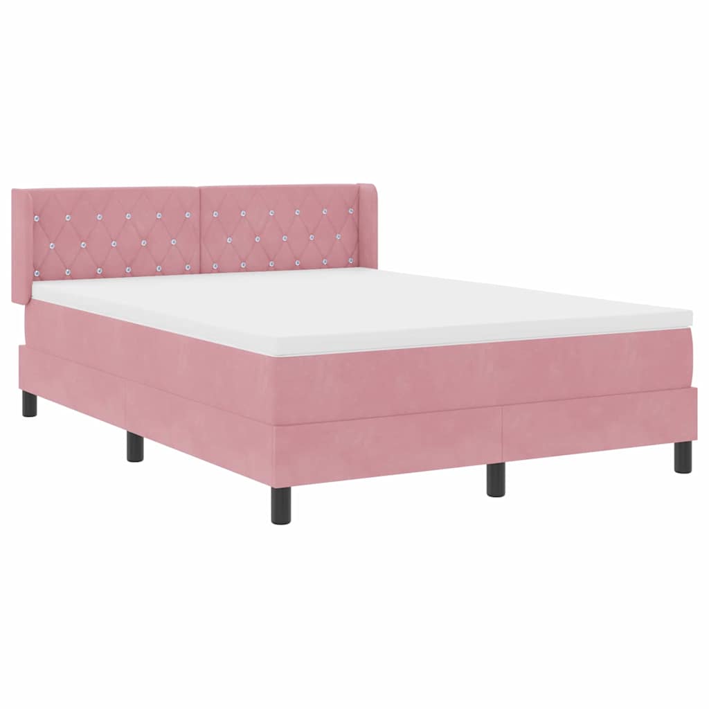 Box spring seng med hovedgærde Lyserød 200 x 160 cm Fløjl