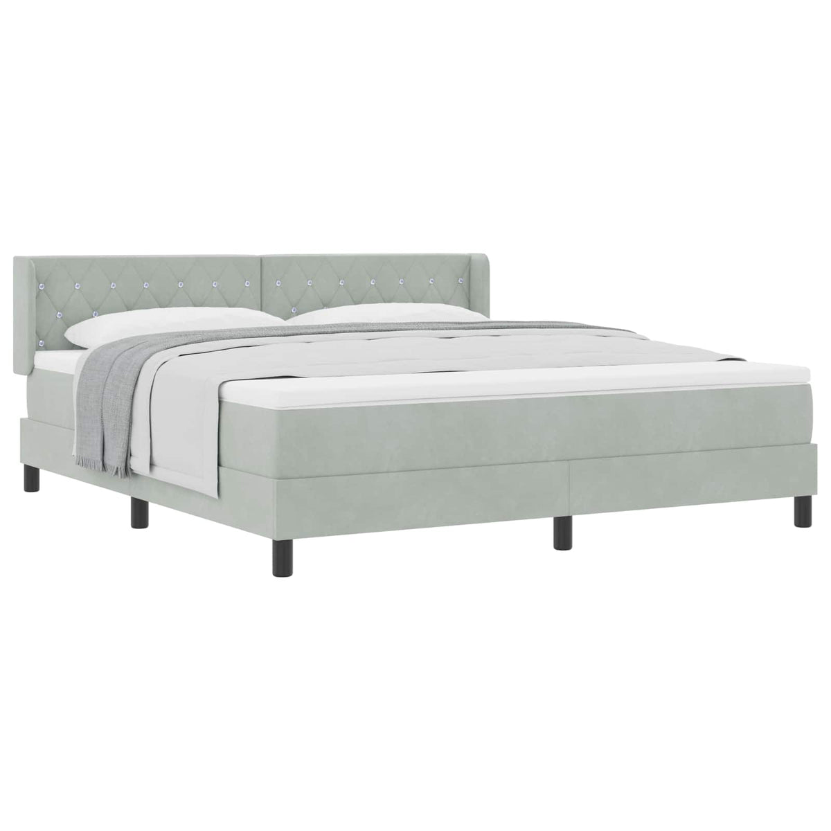 Box spring seng med hovedgærde Lysegrå 200 x 180 cm Fløjl