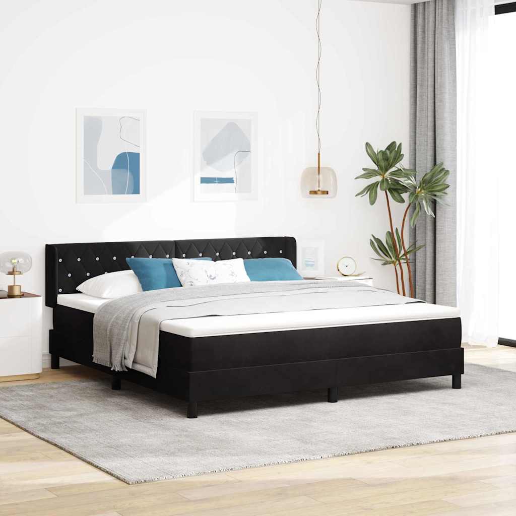 vidaXL Box spring seng med hovedgærde Sort 200 x 180 cm Fløjl