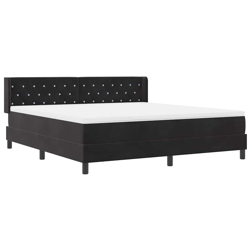 Box spring seng med hovedgærde Sort 200 x 180 cm Fløjl
