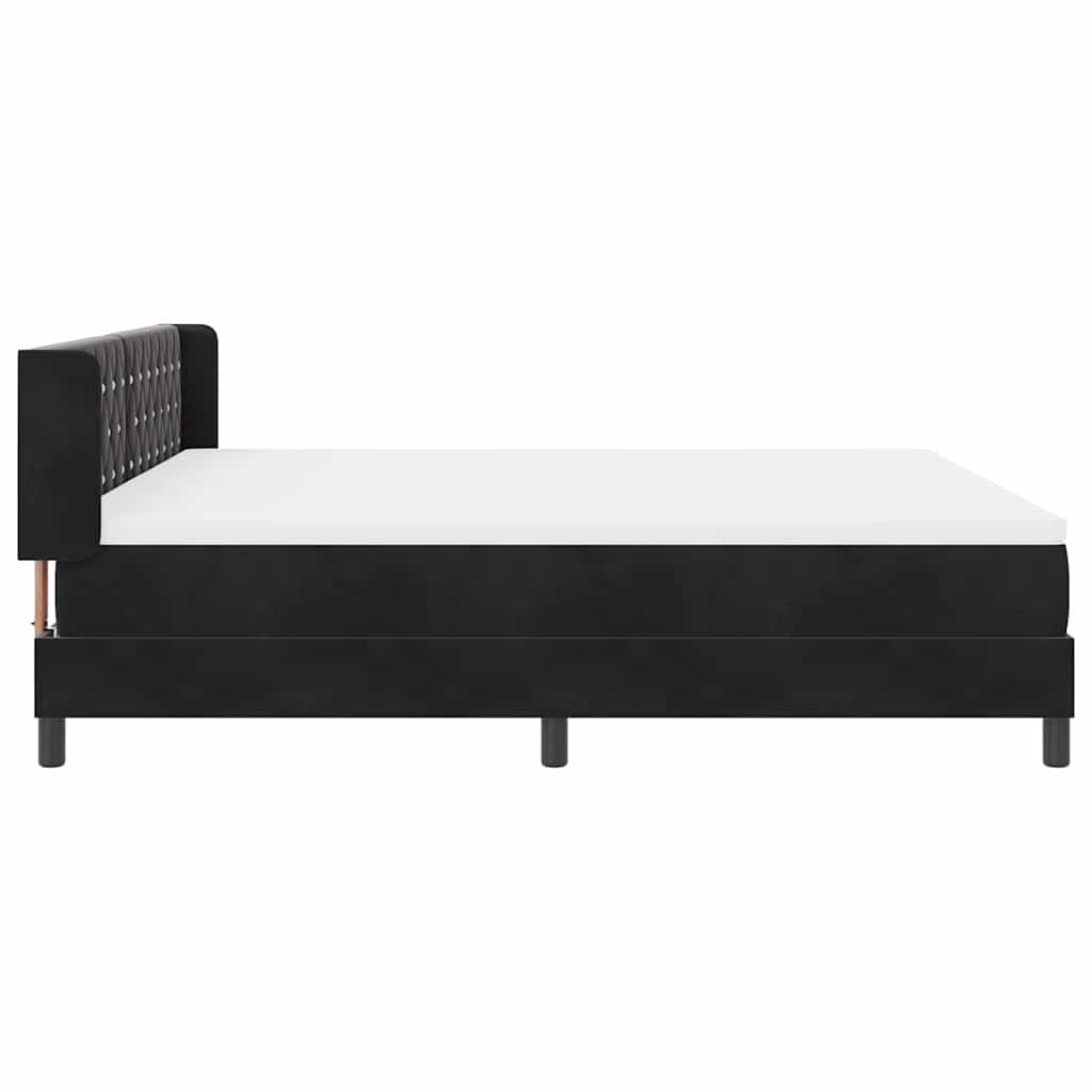 Box spring seng med hovedgærde Sort 200 x 180 cm Fløjl