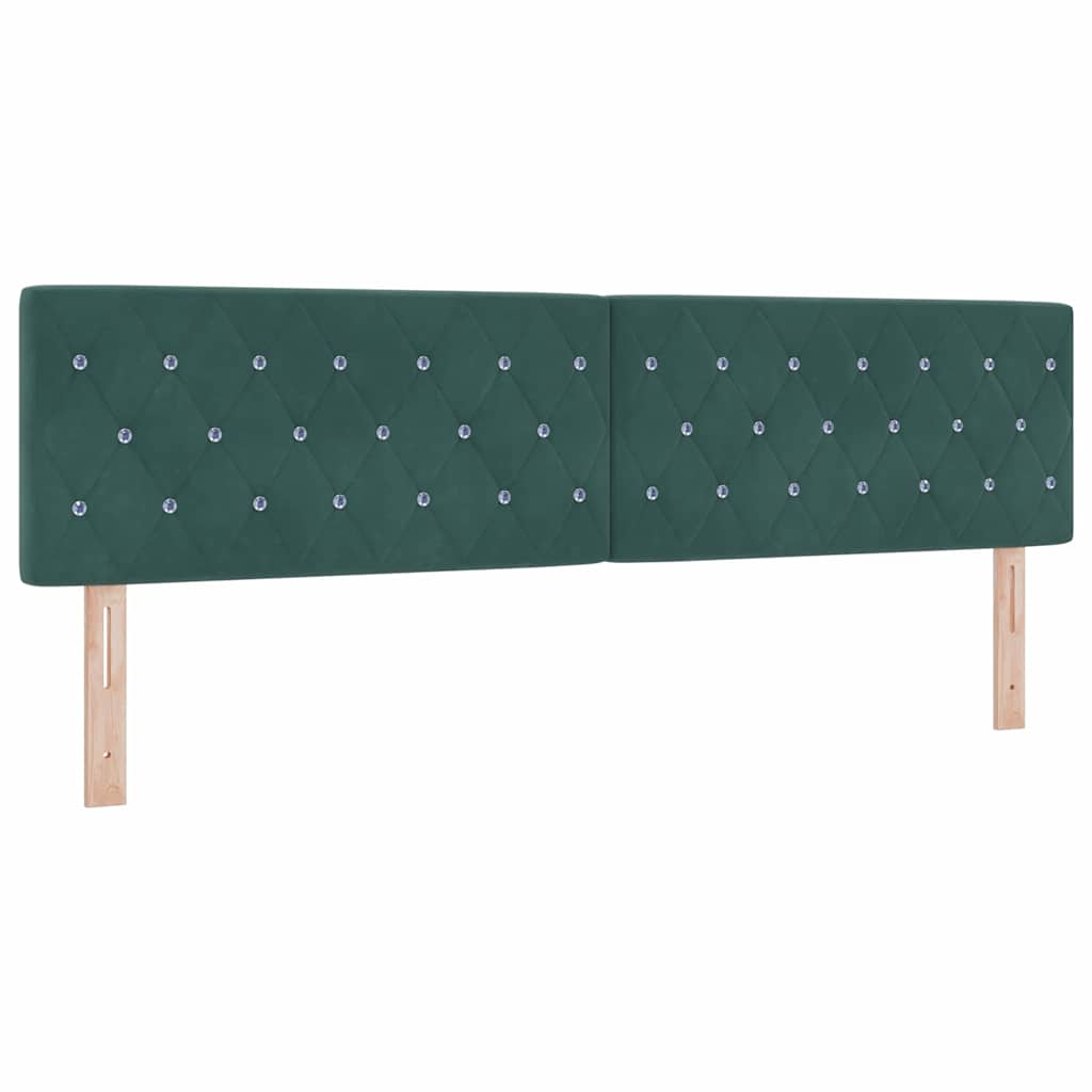 Box spring seng med hovedgærde Mørkegrøn 200 x 180 cm Fløjl