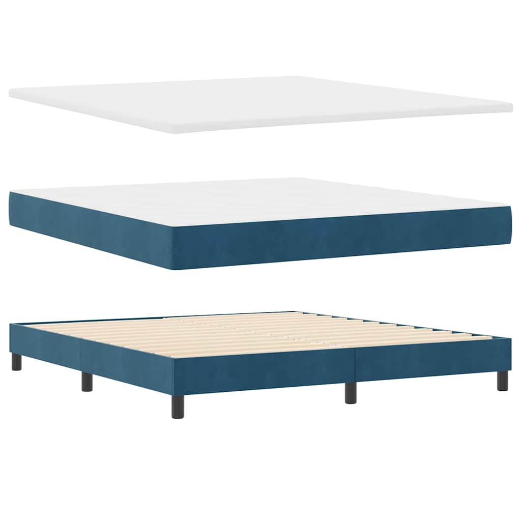 Box spring seng med hovedgærde Mørk blå 200 x 180 cm Fløjl