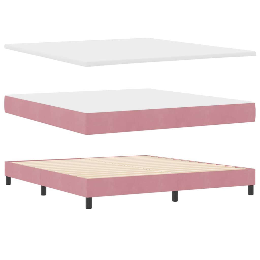 Box spring seng med hovedgærde Lyserød 200 x 180 cm Fløjl