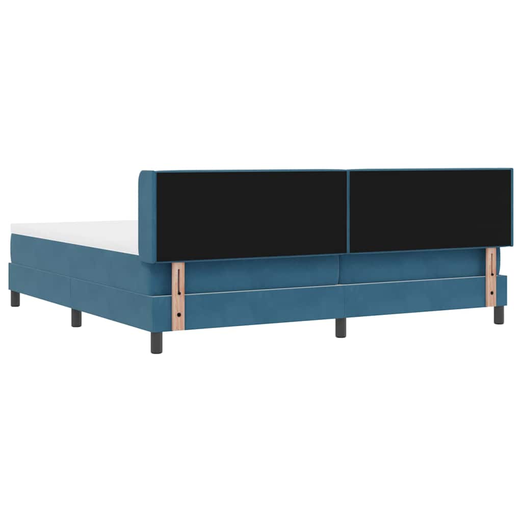 Box spring seng med hovedgærde Mørk blå 200 x 200 cm Fløjl