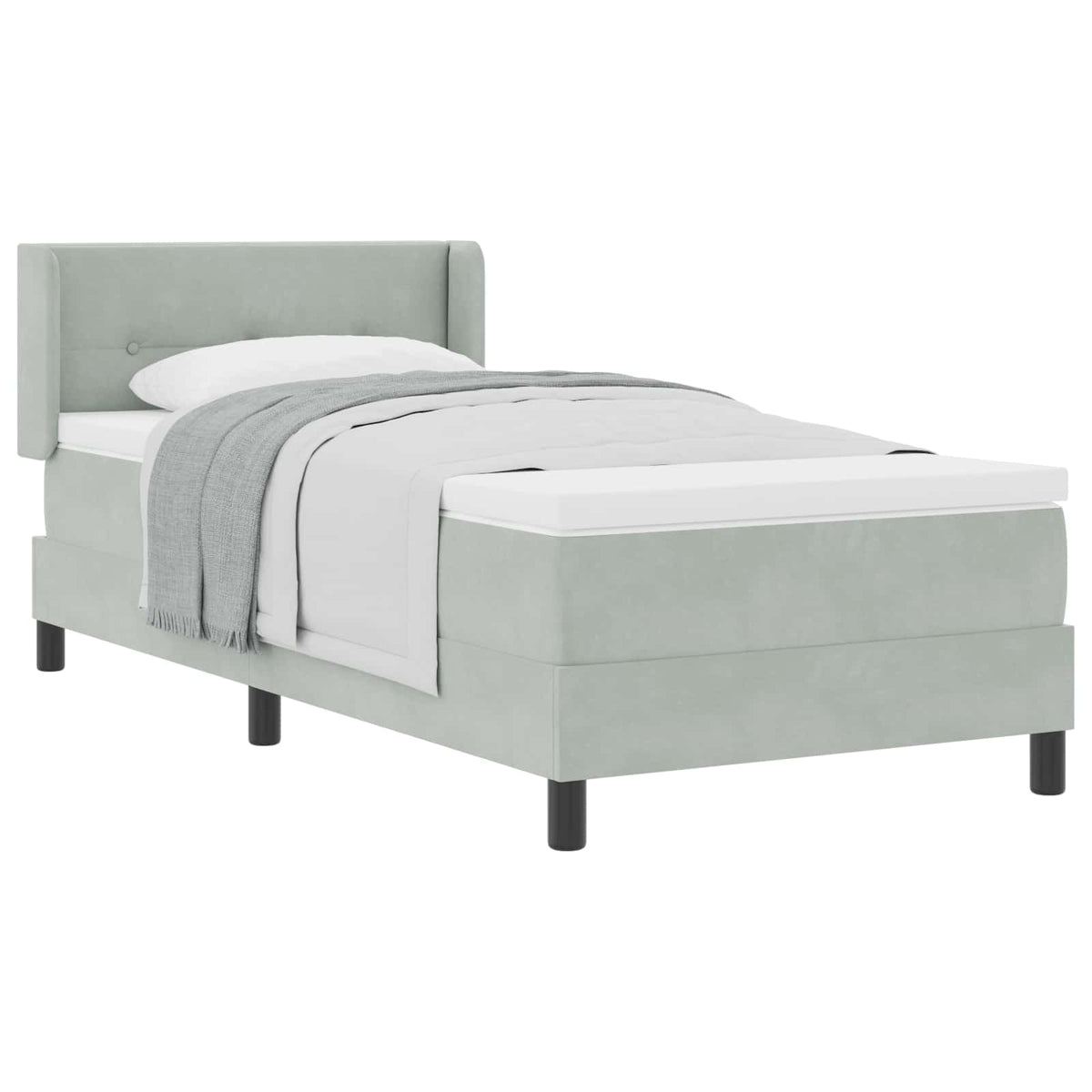 Box spring seng med hovedgærde Lysegrå 200 x 80 cm Fløjl