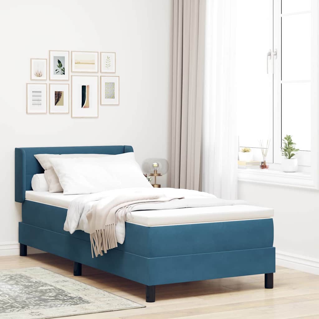 Box spring seng med hovedgærde Mørk blå 200 x 80 cm Fløjl