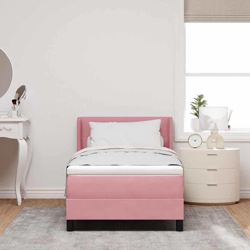 Box spring seng med hovedgærde Lyserød 190 x 90 cm Fløjl