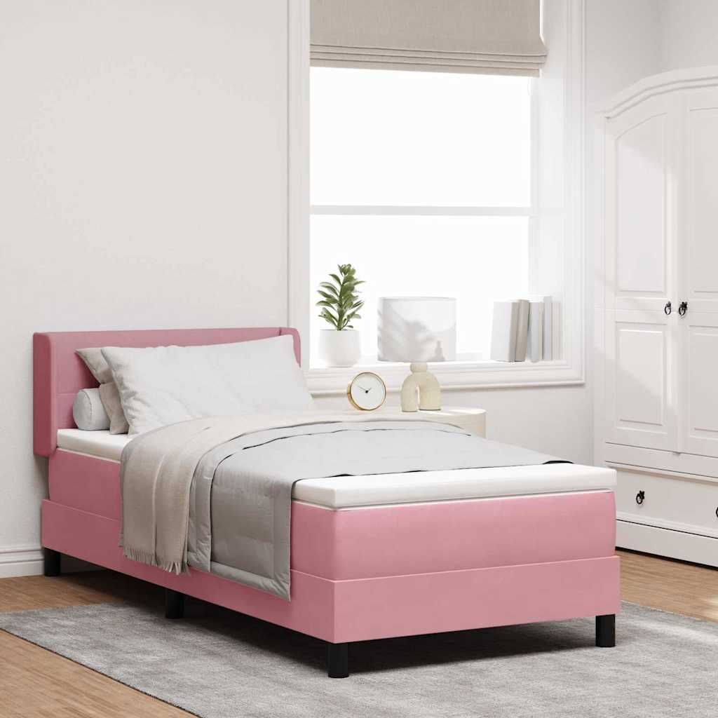 Box spring seng med hovedgærde Lyserød 200 x 90 cm Fløjl