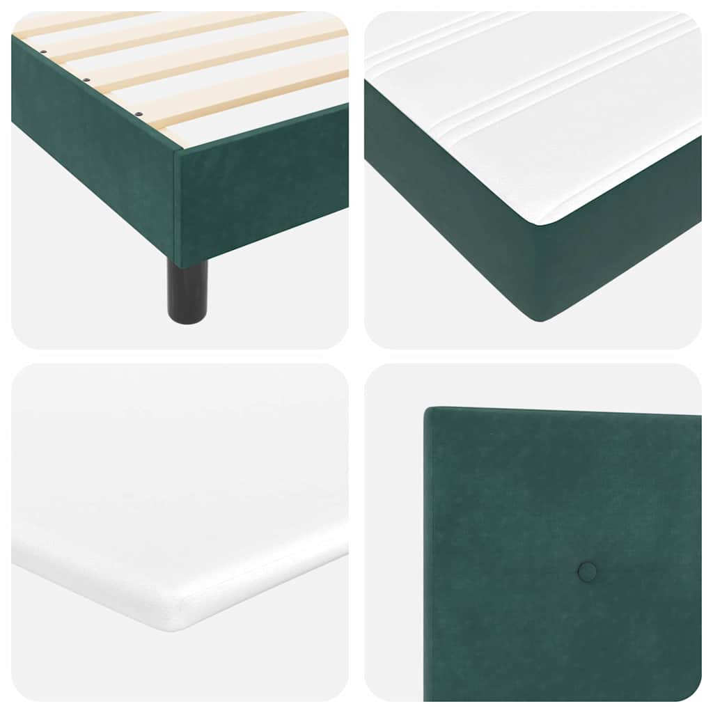 Box spring seng med hovedgærde Mørkegrøn 200 x 100 cm Fløjl