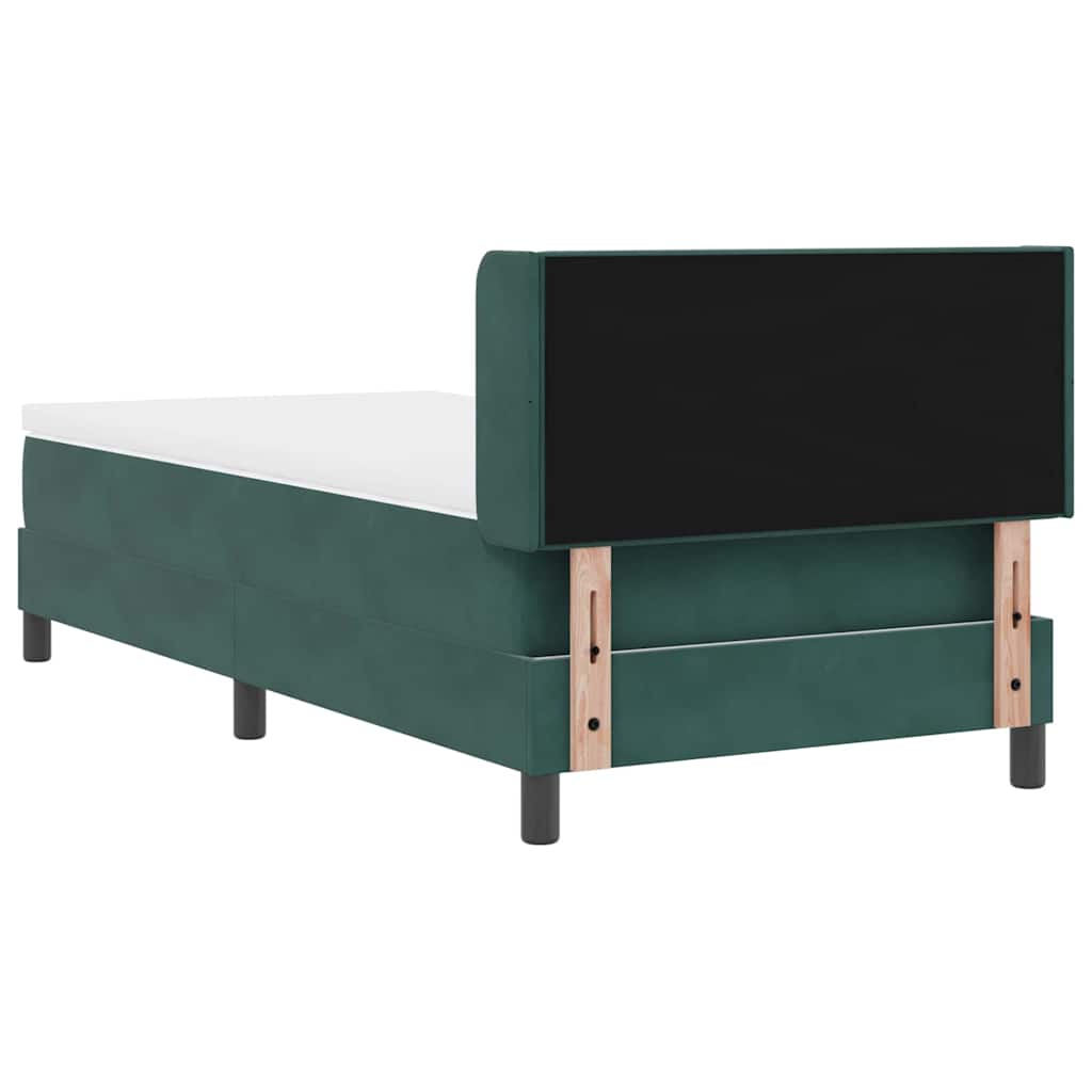 Box spring seng med hovedgærde Mørkegrøn 200 x 100 cm Fløjl