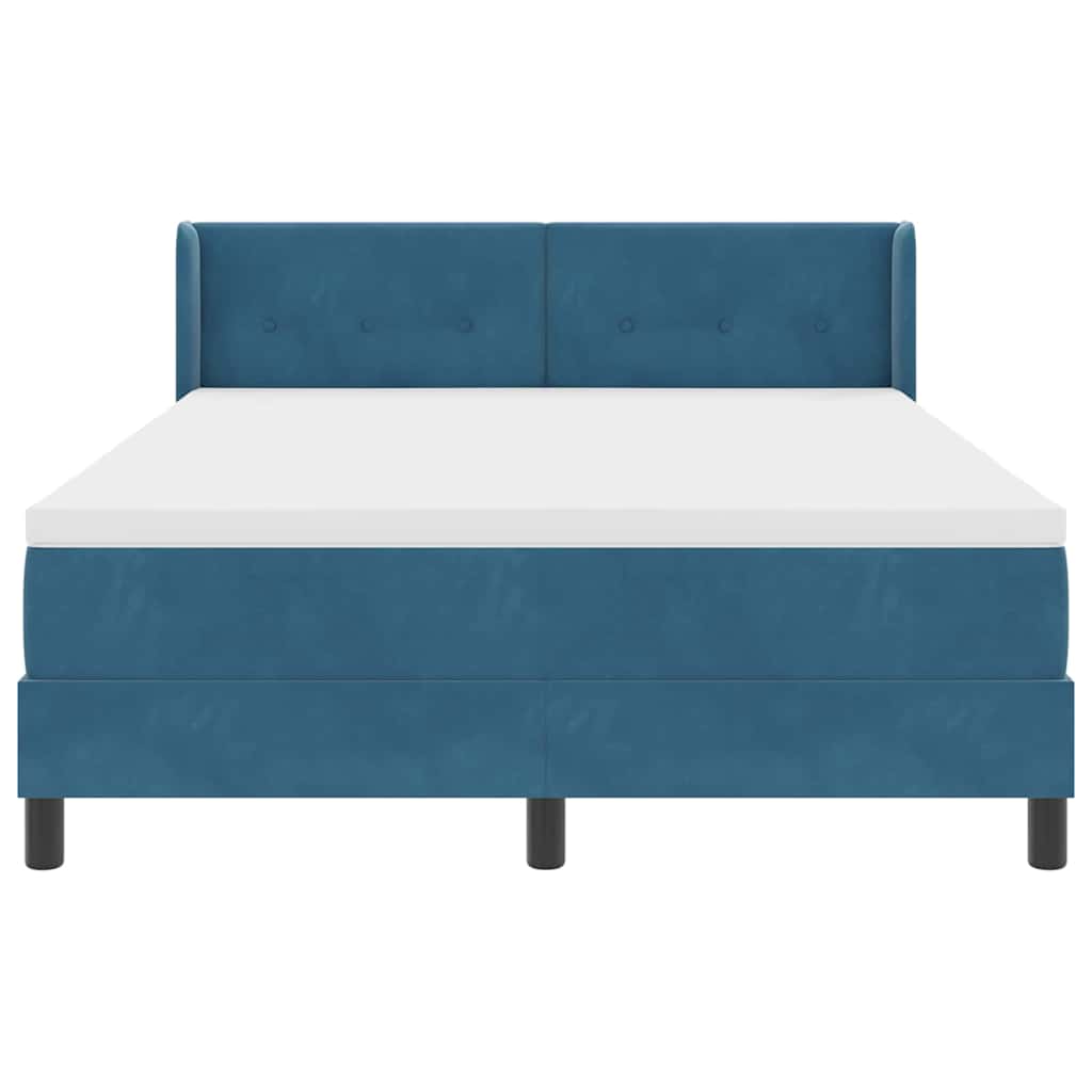 Box spring seng med hovedgærde Mørk blå 200 x 140 cm Fløjl