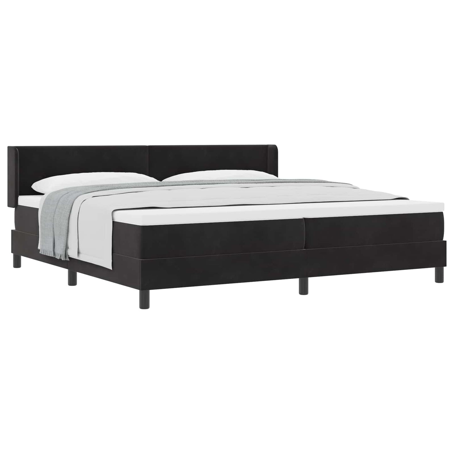 Box spring seng med hovedgærde Sort 200 x 200 cm Fløjl