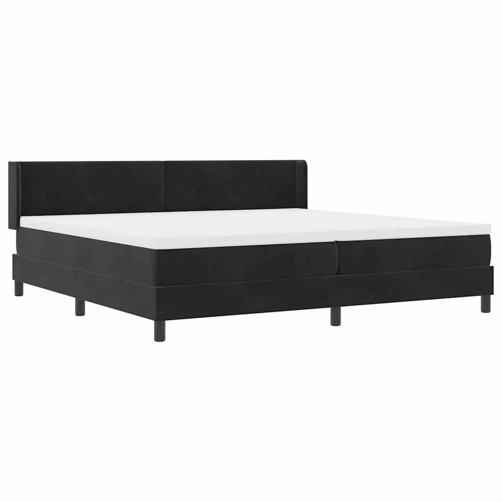 Box spring seng med hovedgærde Sort 200 x 200 cm Fløjl