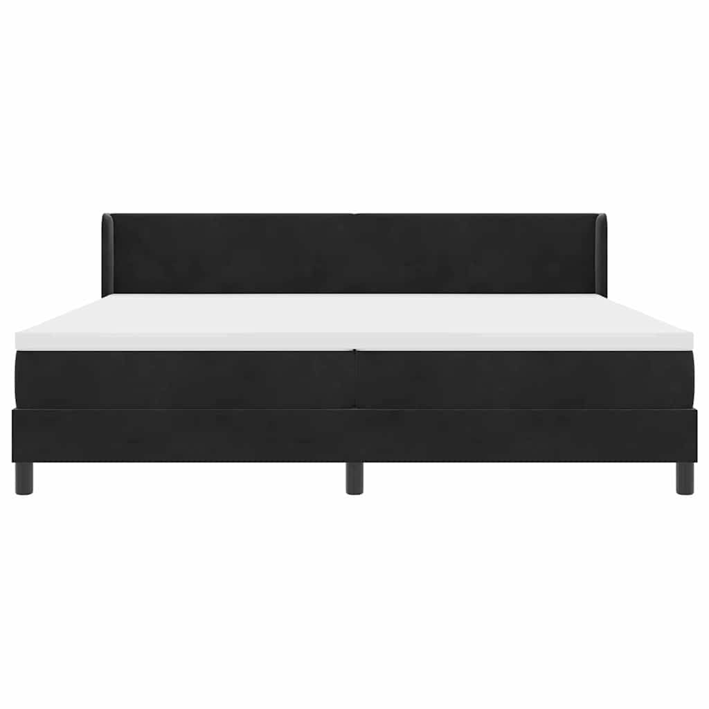Box spring seng med hovedgærde Sort 200 x 200 cm Fløjl