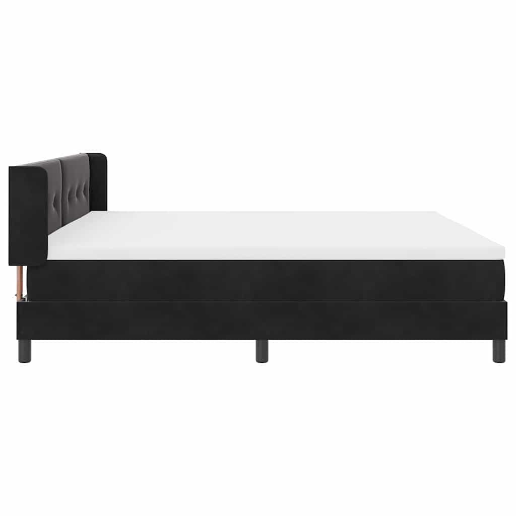 Box spring seng med hovedgærde Sort 200 x 200 cm Fløjl