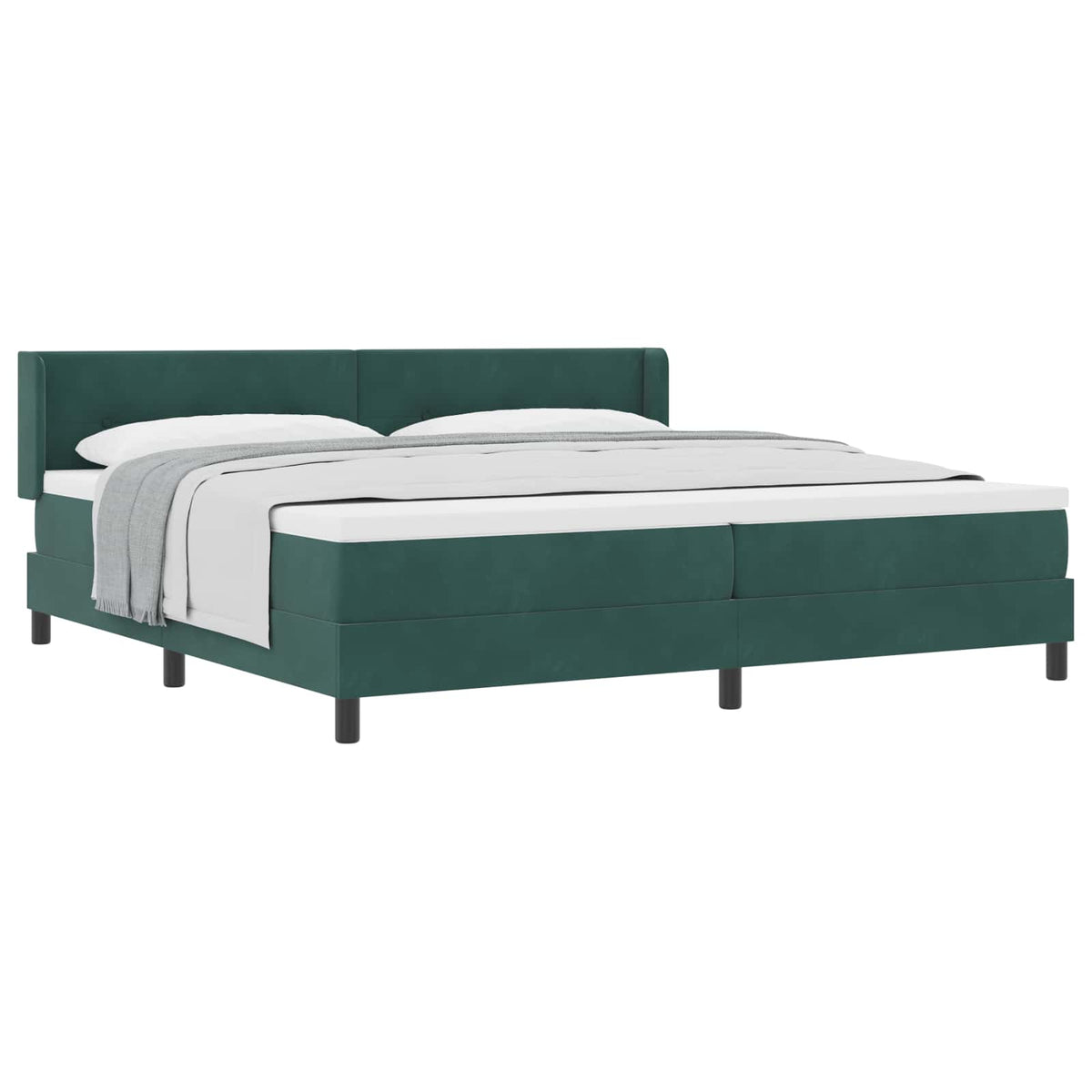 Box spring seng med hovedgærde Mørkegrøn 200 x 200 cm Fløjl