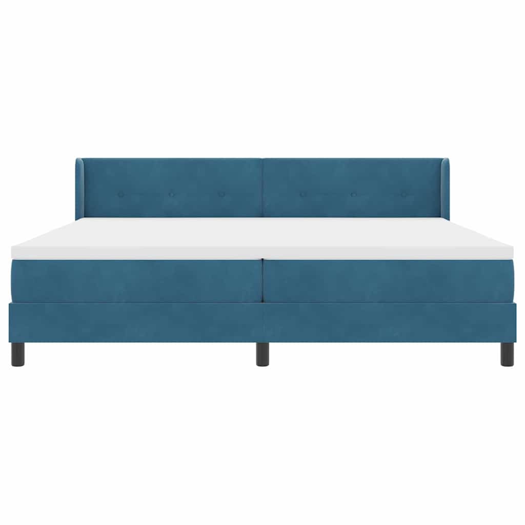 Box spring seng med hovedgærde Mørk blå 200 x 200 cm Fløjl