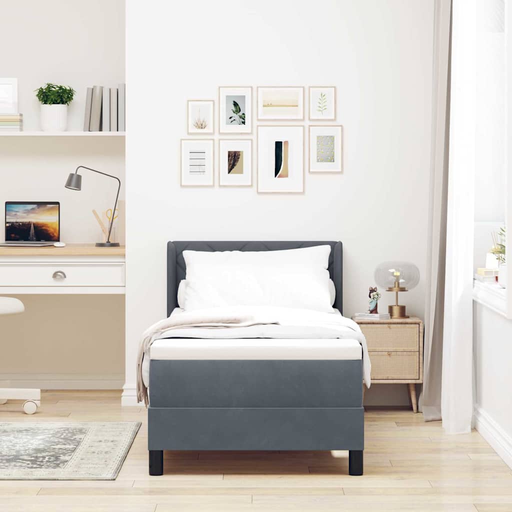 Box spring seng med hovedgærde Mørkegrå 200 x 80 cm Fløjl