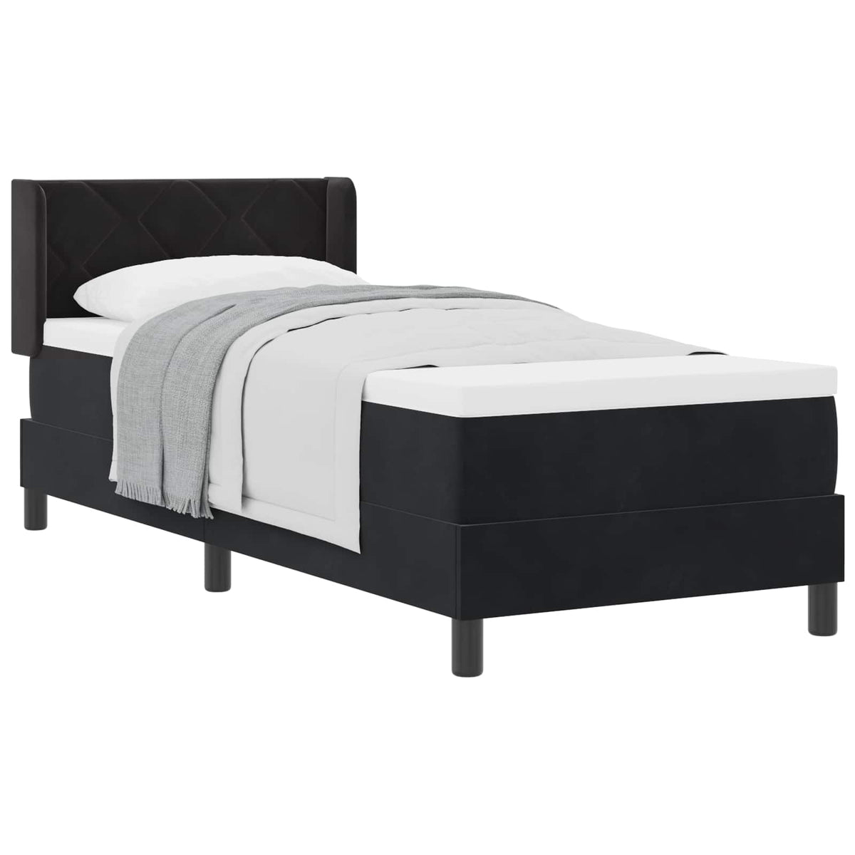 Box spring seng med hovedgærde Sort 200 x 80 cm Fløjl