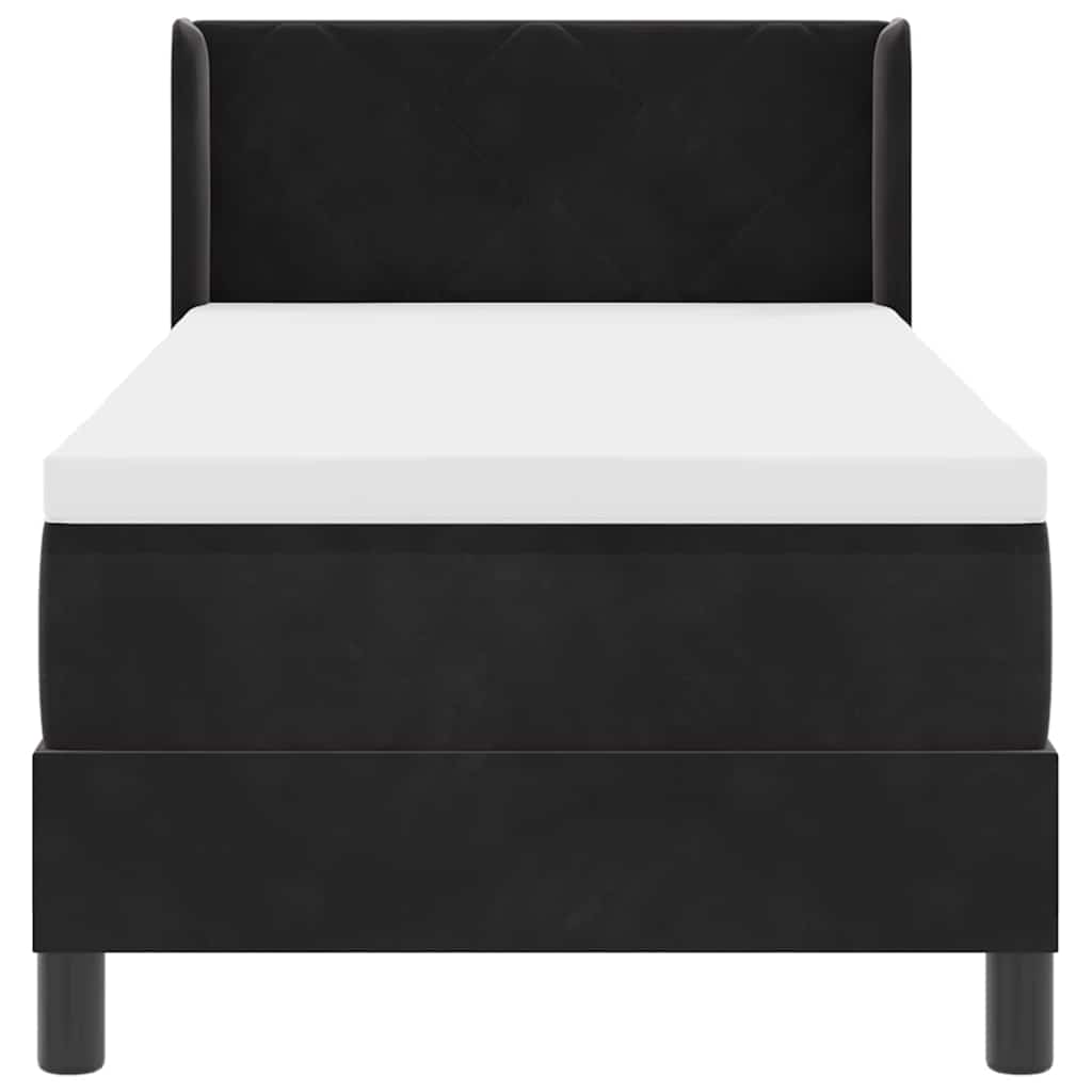 Box spring seng med hovedgærde Sort 200 x 80 cm Fløjl