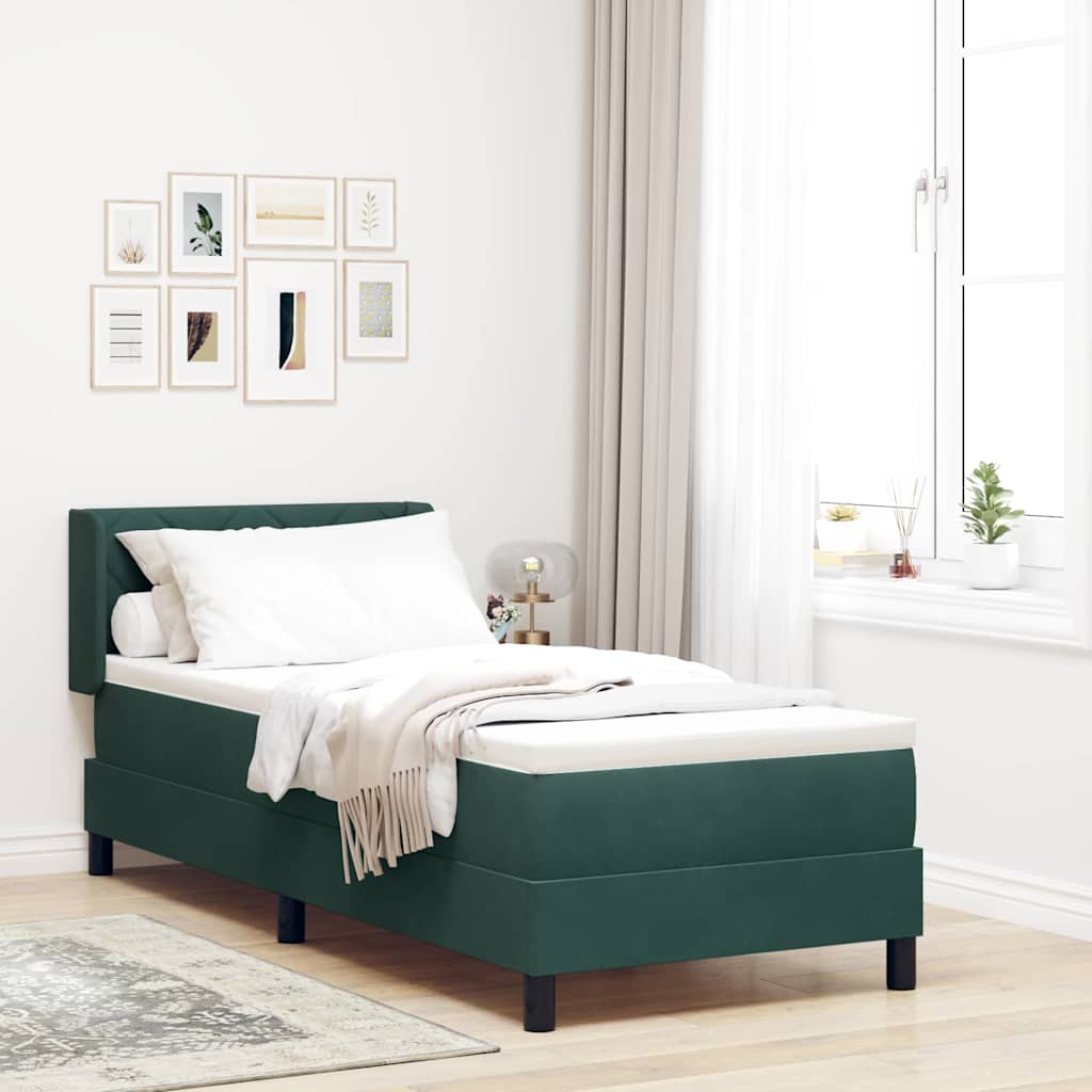 Box spring seng med hovedgærde Mørkegrøn 200 x 80 cm Fløjl