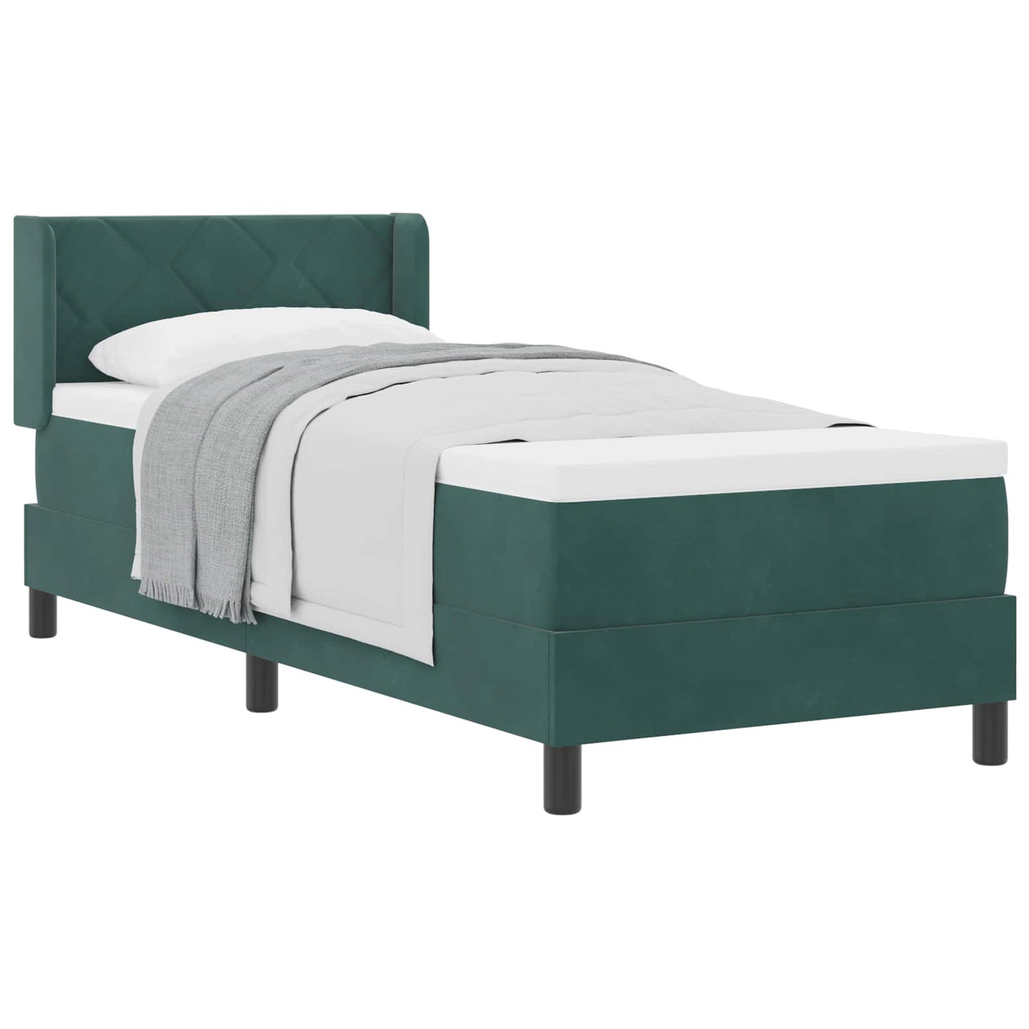 Box spring seng med hovedgærde Mørkegrøn 200 x 80 cm Fløjl