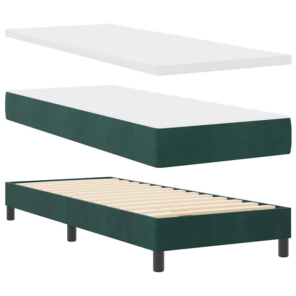 Box spring seng med hovedgærde Mørkegrøn 200 x 80 cm Fløjl