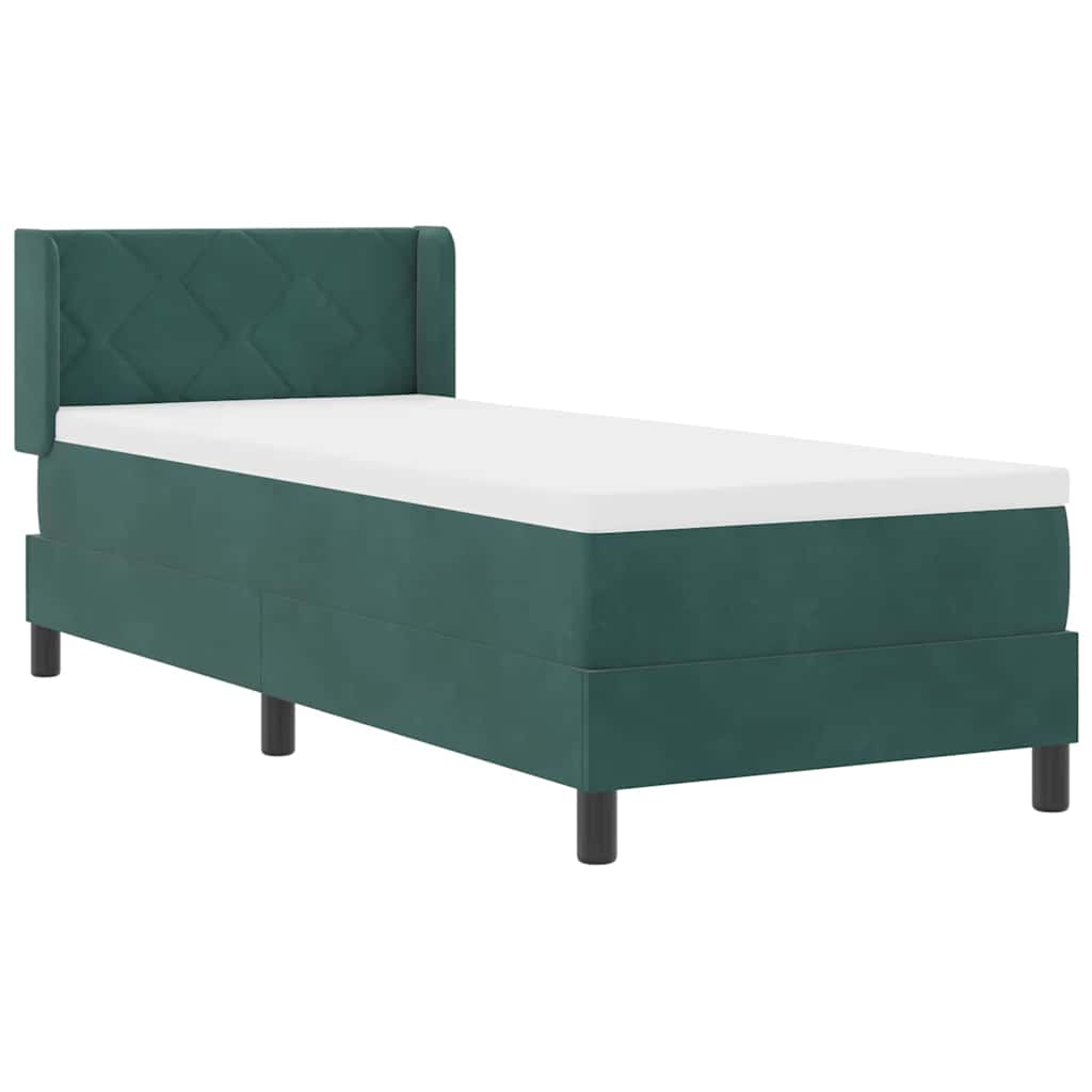 Box spring seng med hovedgærde Mørkegrøn 200 x 80 cm Fløjl
