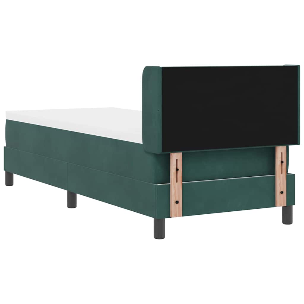Box spring seng med hovedgærde Mørkegrøn 200 x 80 cm Fløjl