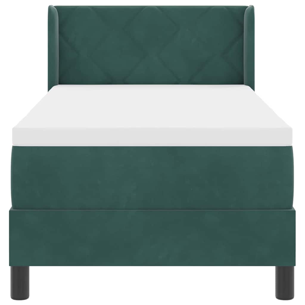 Box spring seng med hovedgærde Mørkegrøn 200 x 80 cm Fløjl