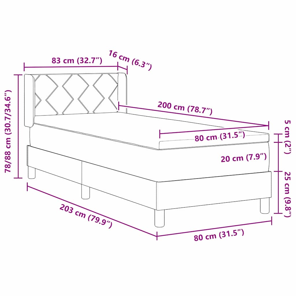 Box spring seng med hovedgærde Mørkegrøn 200 x 80 cm Fløjl