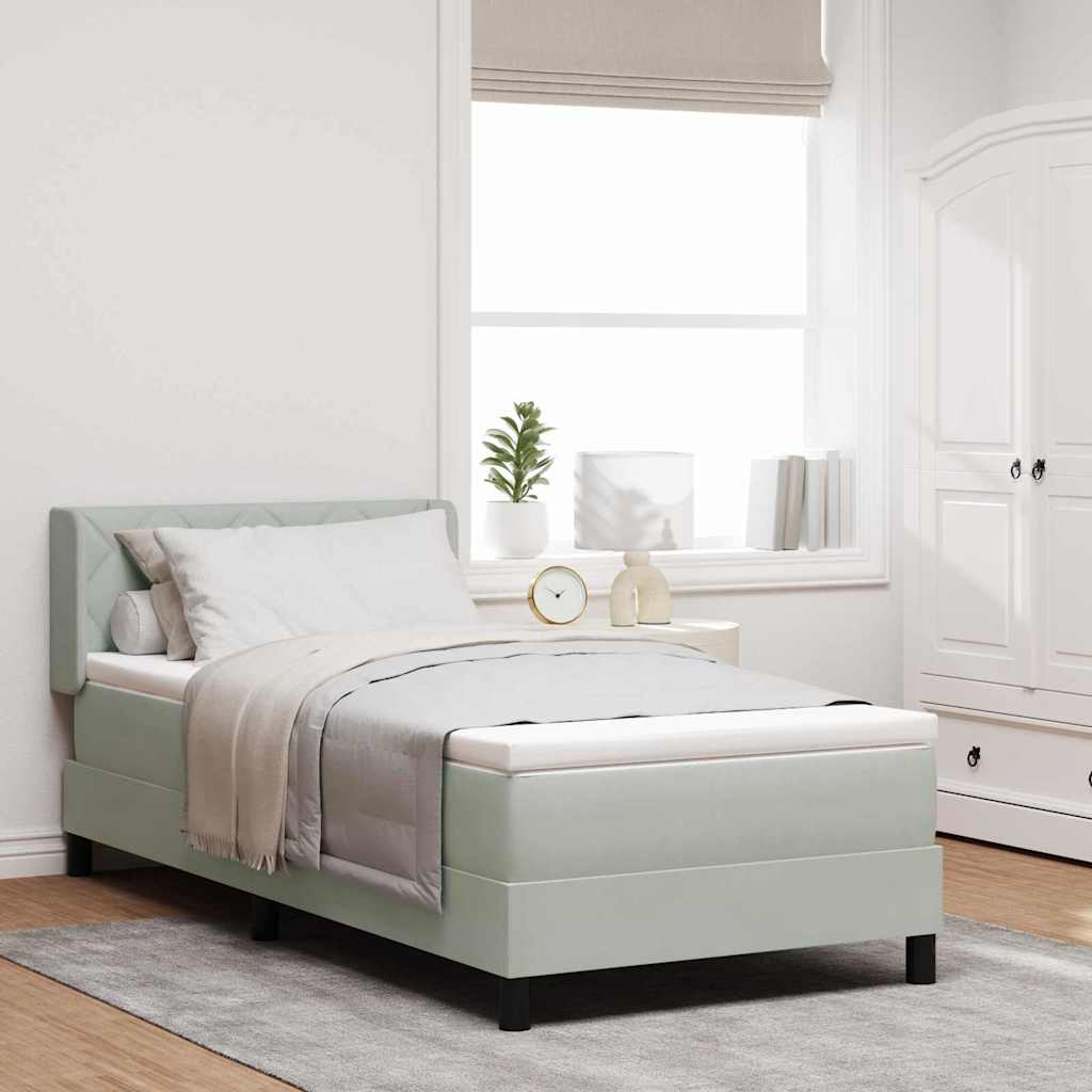Box spring seng med hovedgærde Lysegrå 190 x 90 cm Fløjl